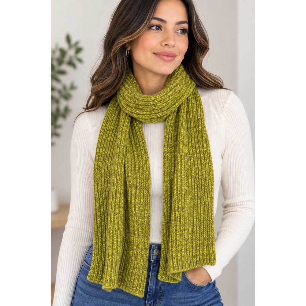 OFFLINE by Aerie Scarf Womens OS Ribbed Knit Wool Blend Lime Green Excellent
